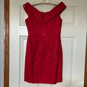 Vintage Gunne Sax Jessica McClintock Elegant Red Off-Shoulder Dress